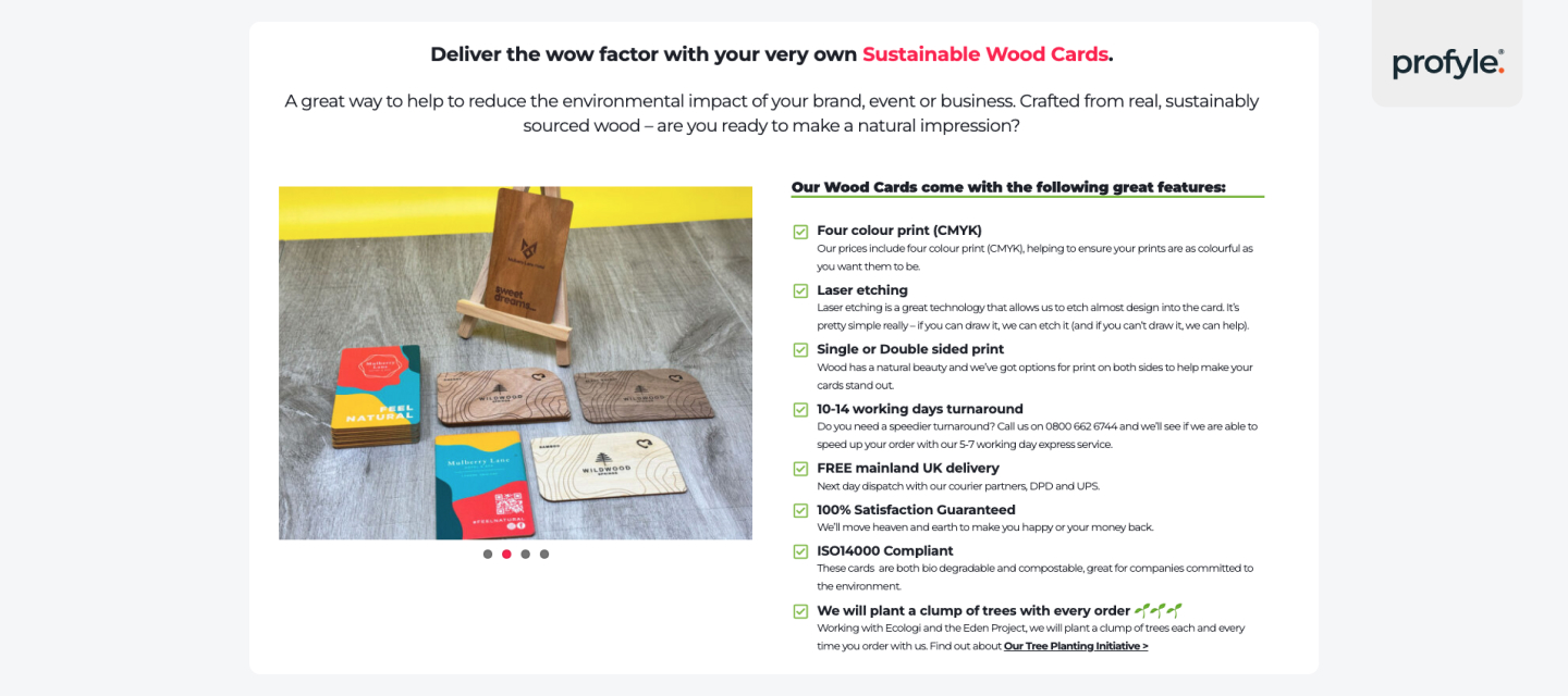 Sustainable wood cards