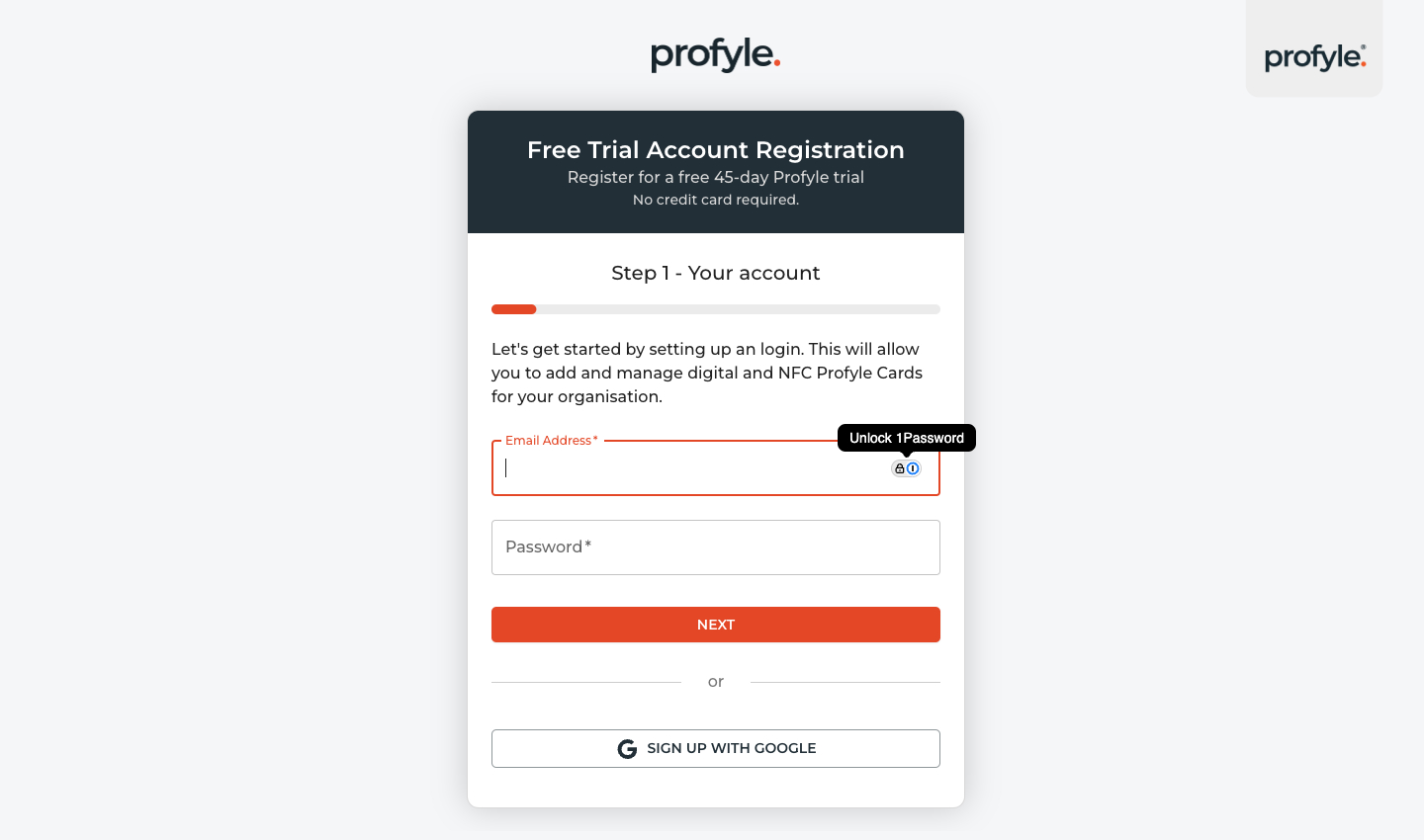 How to greate a free trial of Profyle