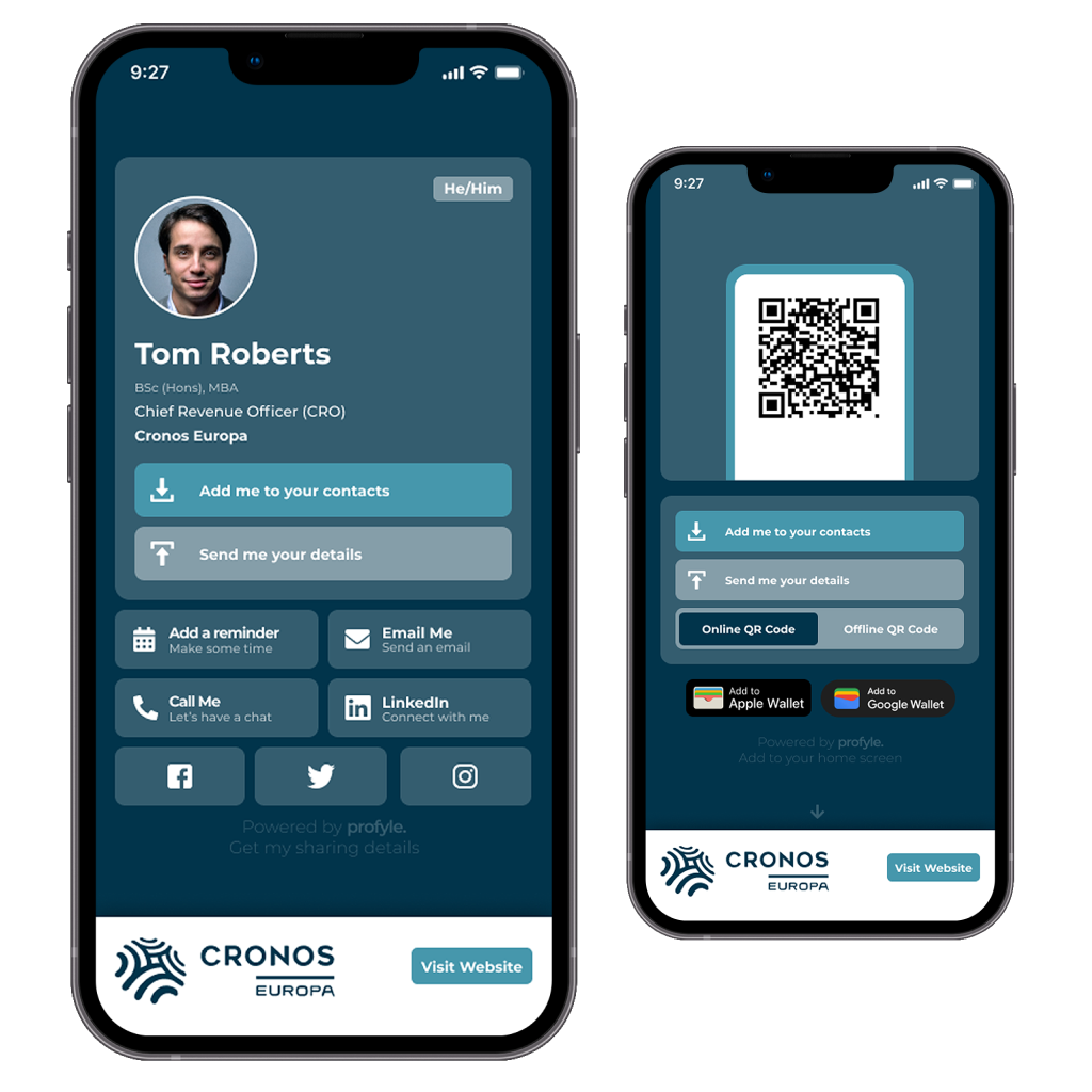 A sample of a virtual digital business card