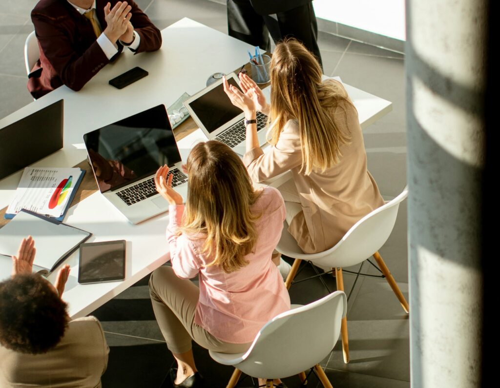 A group of businesspeople networking