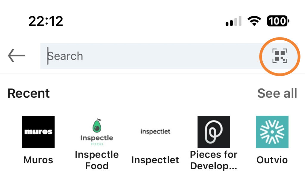 LinkedIn QR code inside the search function